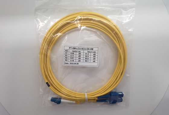5m LC UPC modo frente e verso do cabo OS2 do remendo da fibra do SC UPC ao único