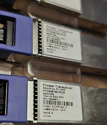 Módulos Ópticos Paralelos Finisar QSFP-DD-800G-DR8 500M SMF MPO16 para Switch de Rede 100G, Capacidade de 16 Núcleos, Taxa de Dados de 40G, 1310nm