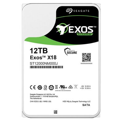 Seagate Exos X18 ST12000NM000J 12TB Disco rígido interno 7200 RPM 256MB Cache SATA 6Gb/s CMR Enterprise HDD para armazenamento de servidor 24/7